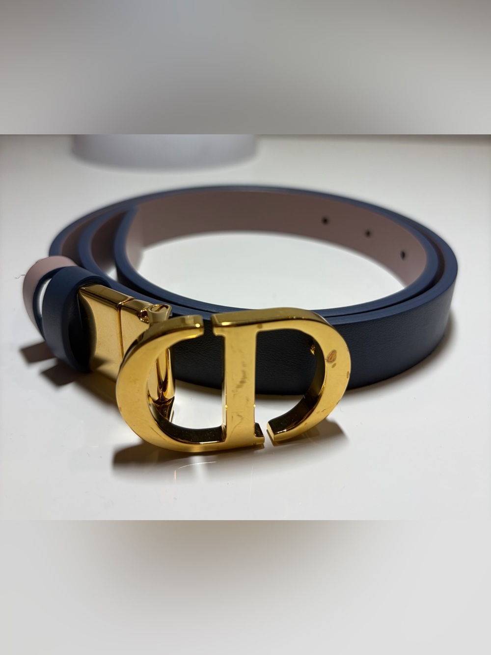 Dior Women’s Leather Belt with Gold CD Buckle